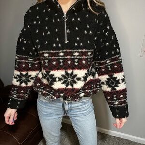 Love Tree Black and White Cowl Neck Sweater